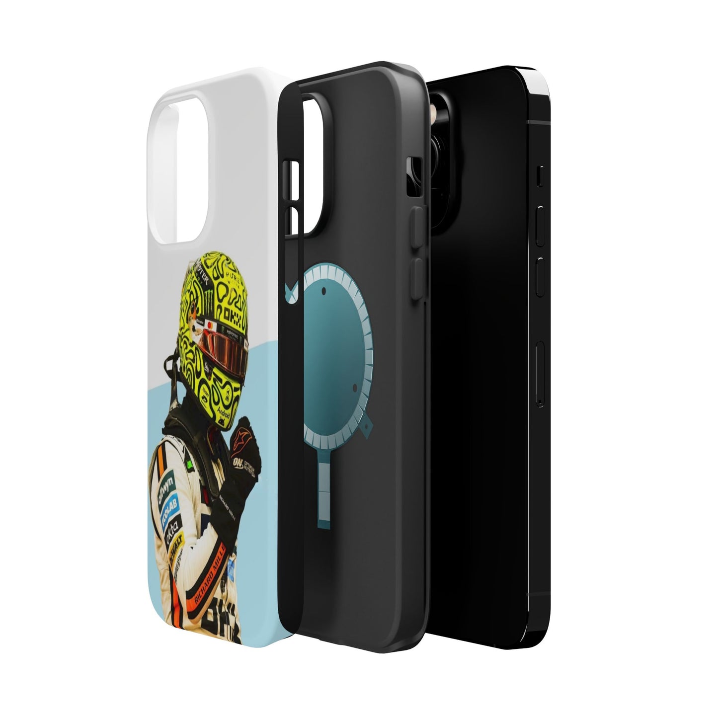 Lando Norris F1 Phone Case – White & Neon Helmet Edition