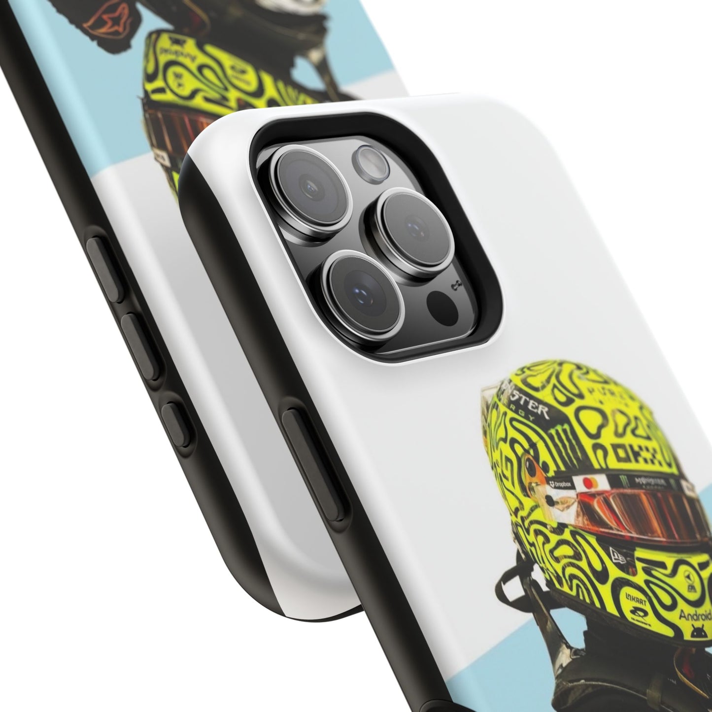 Lando Norris F1 Phone Case – White & Neon Helmet Edition