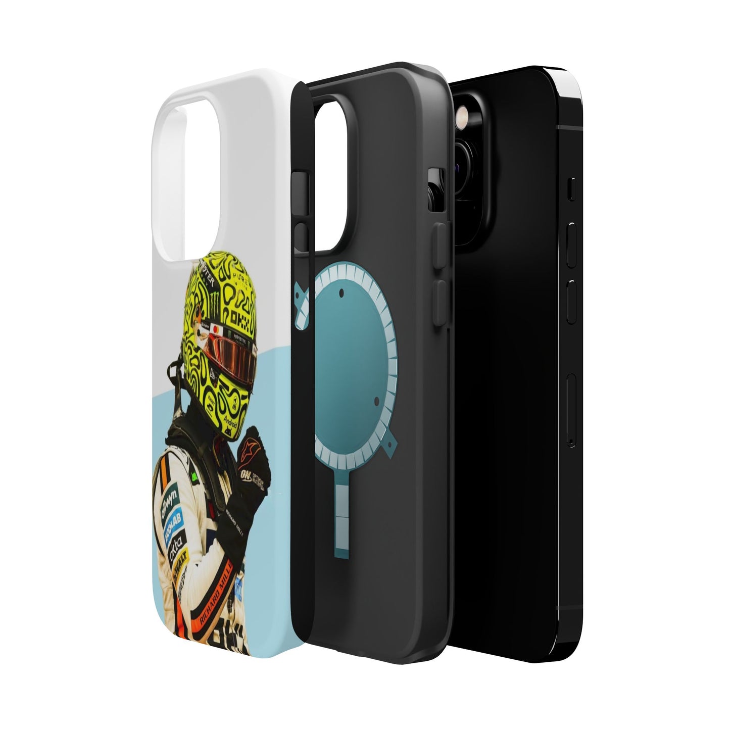 Lando Norris F1 Phone Case – White & Neon Helmet Edition