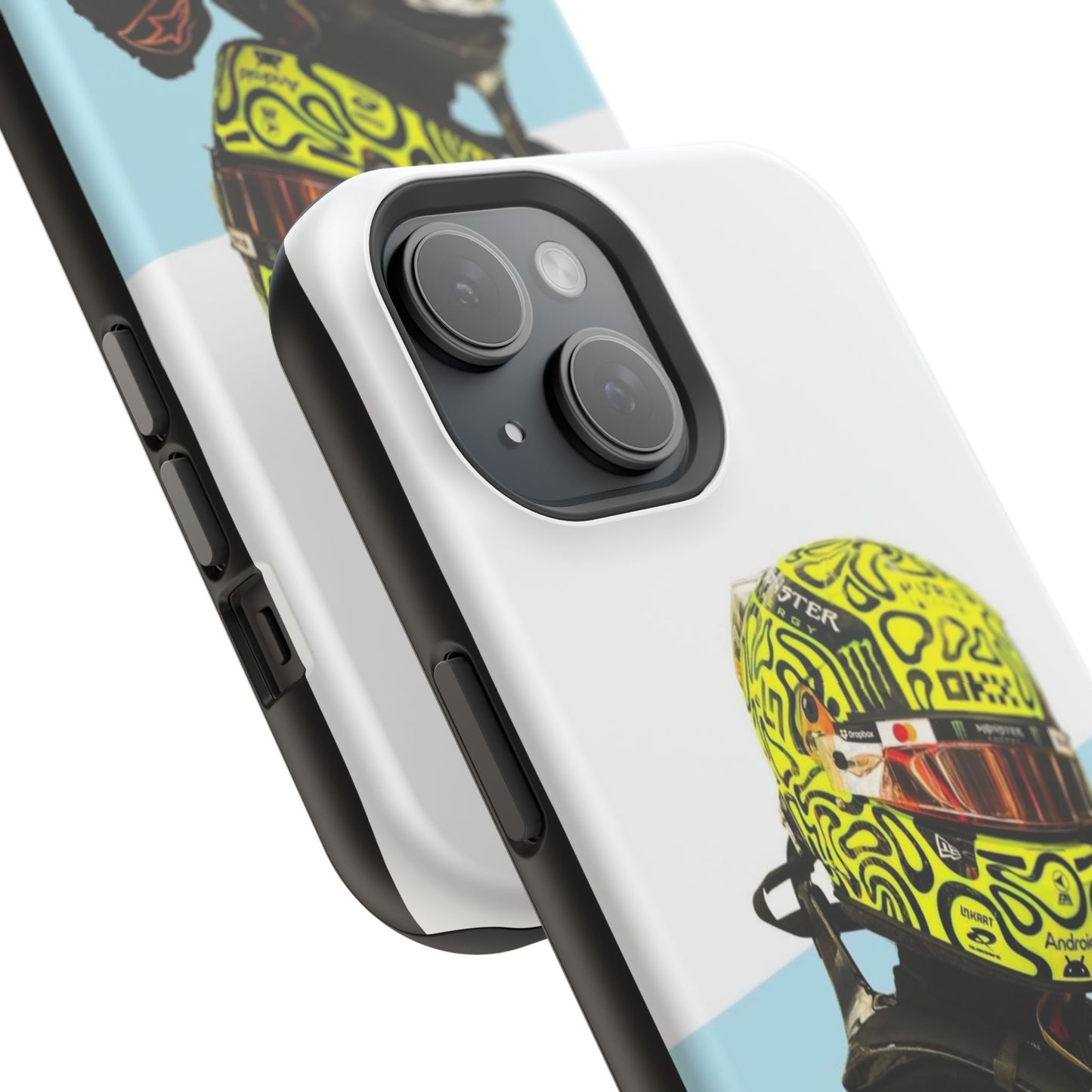 Lando Norris F1 Phone Case – White & Neon Helmet Edition