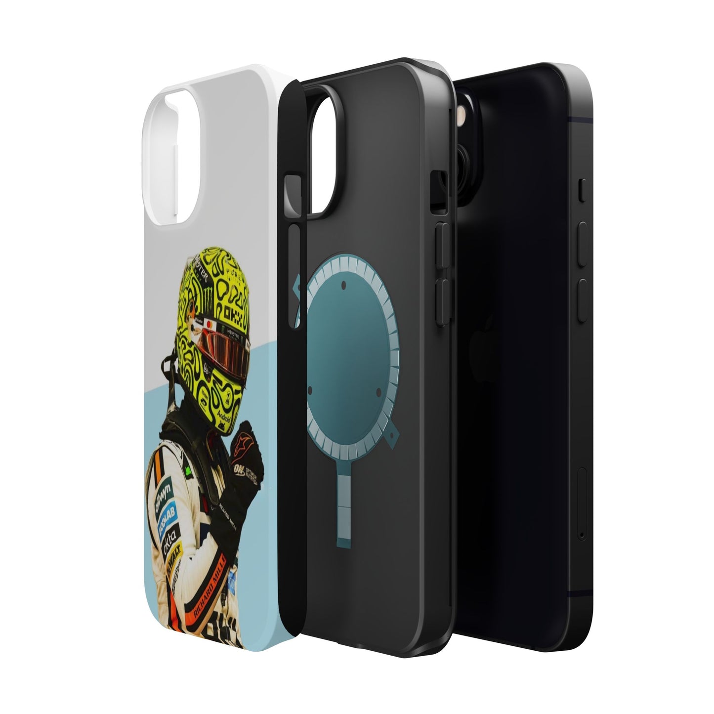 Lando Norris F1 Phone Case – White & Neon Helmet Edition