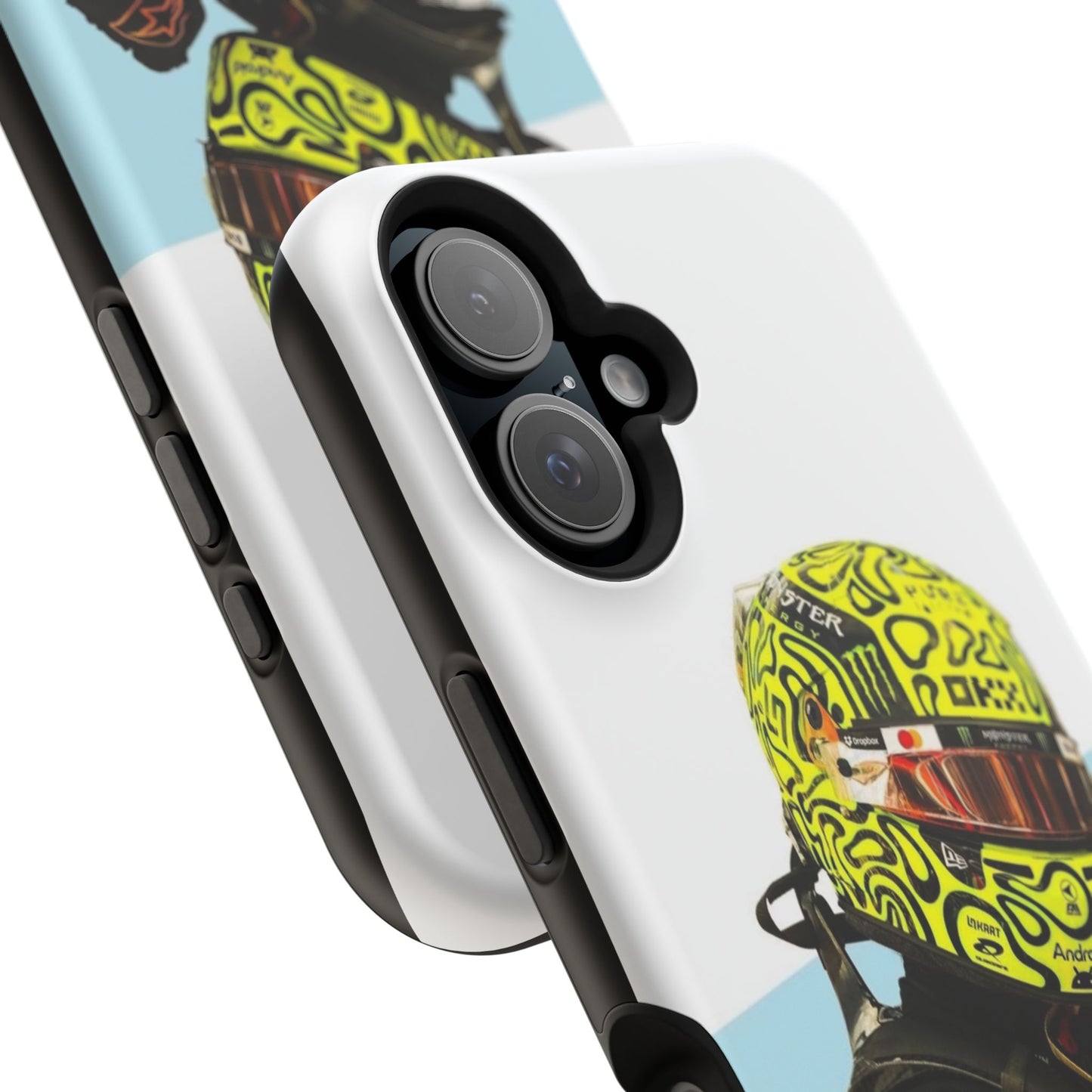 Lando Norris F1 Phone Case – White & Neon Helmet Edition