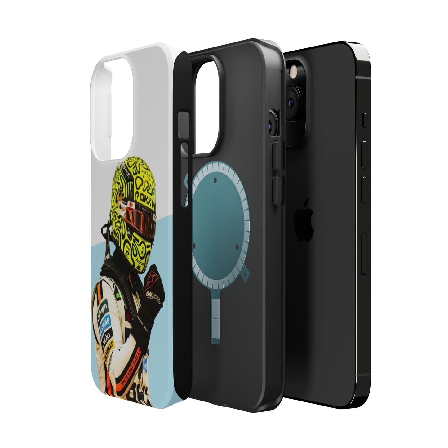 Lando Norris F1 Phone Case – White & Neon Helmet Edition