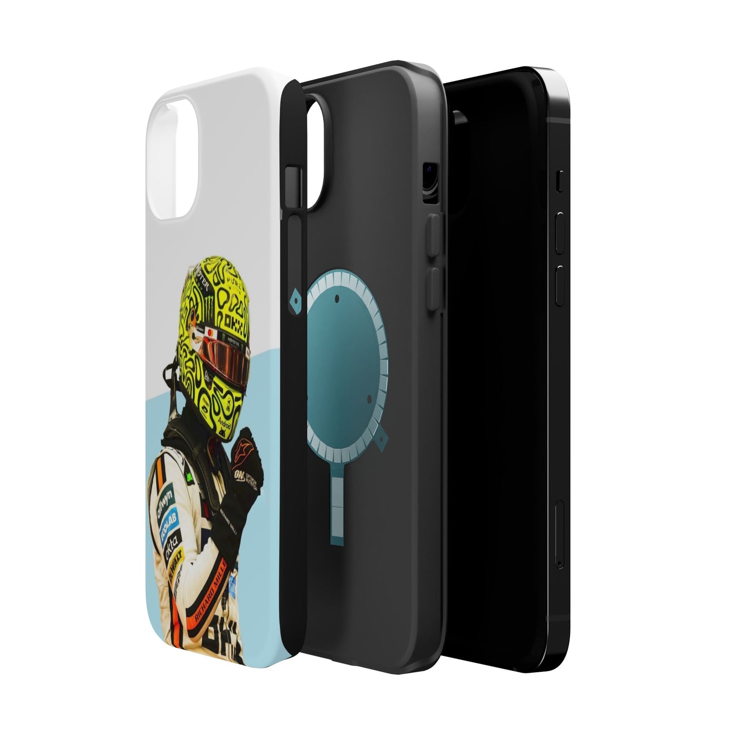Lando Norris F1 Phone Case – White & Neon Helmet Edition