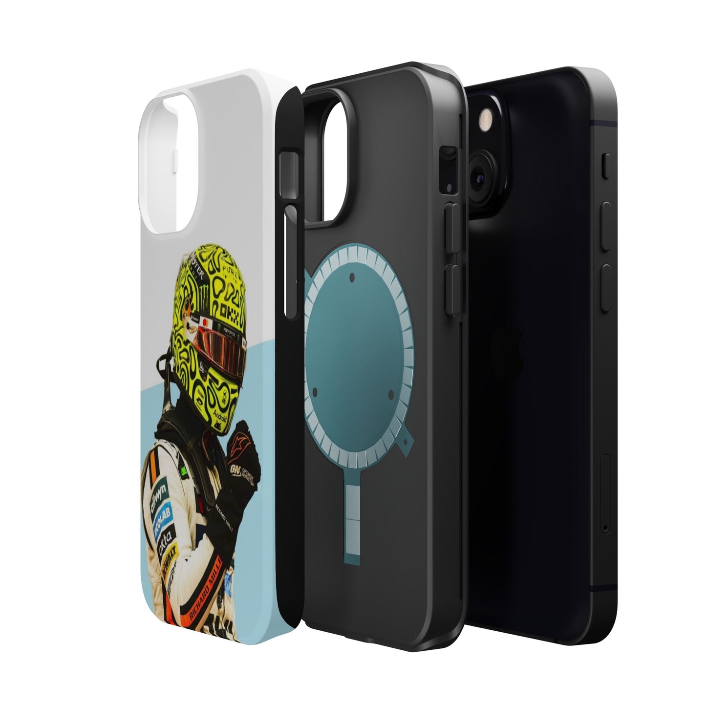 Lando Norris F1 Phone Case – White & Neon Helmet Edition