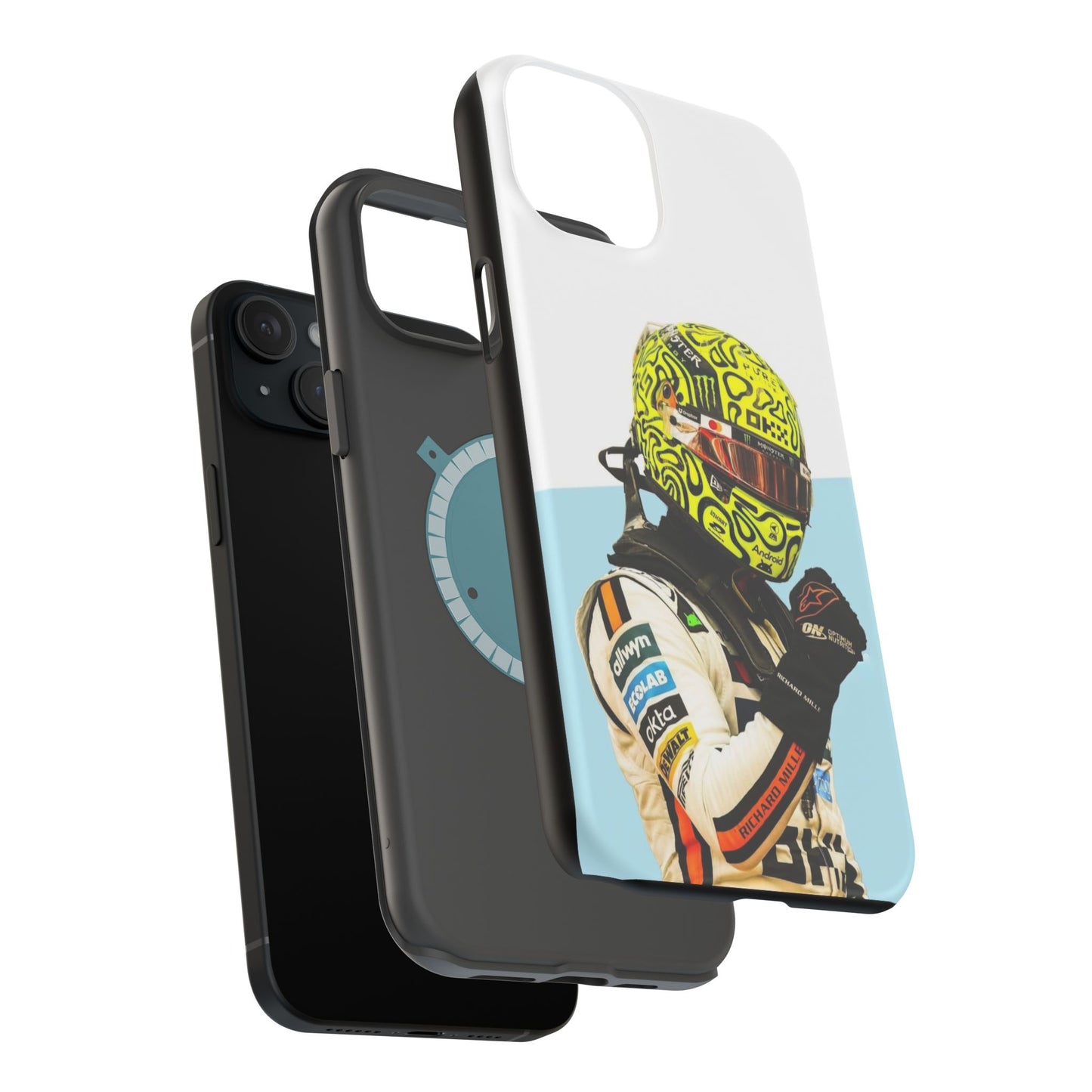 Lando Norris F1 Phone Case – White & Neon Helmet Edition