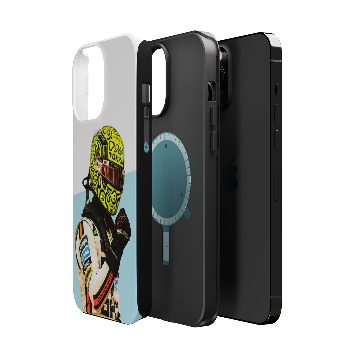 Lando Norris F1 Phone Case – White & Neon Helmet Edition