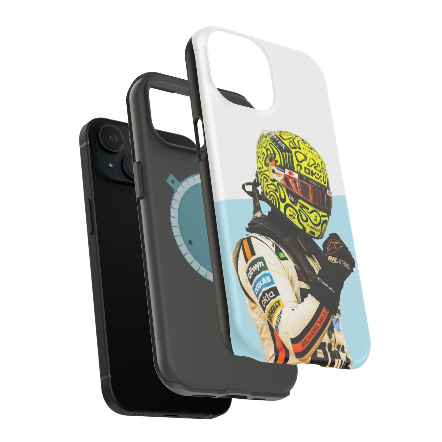 Lando Norris F1 Phone Case – White & Neon Helmet Edition