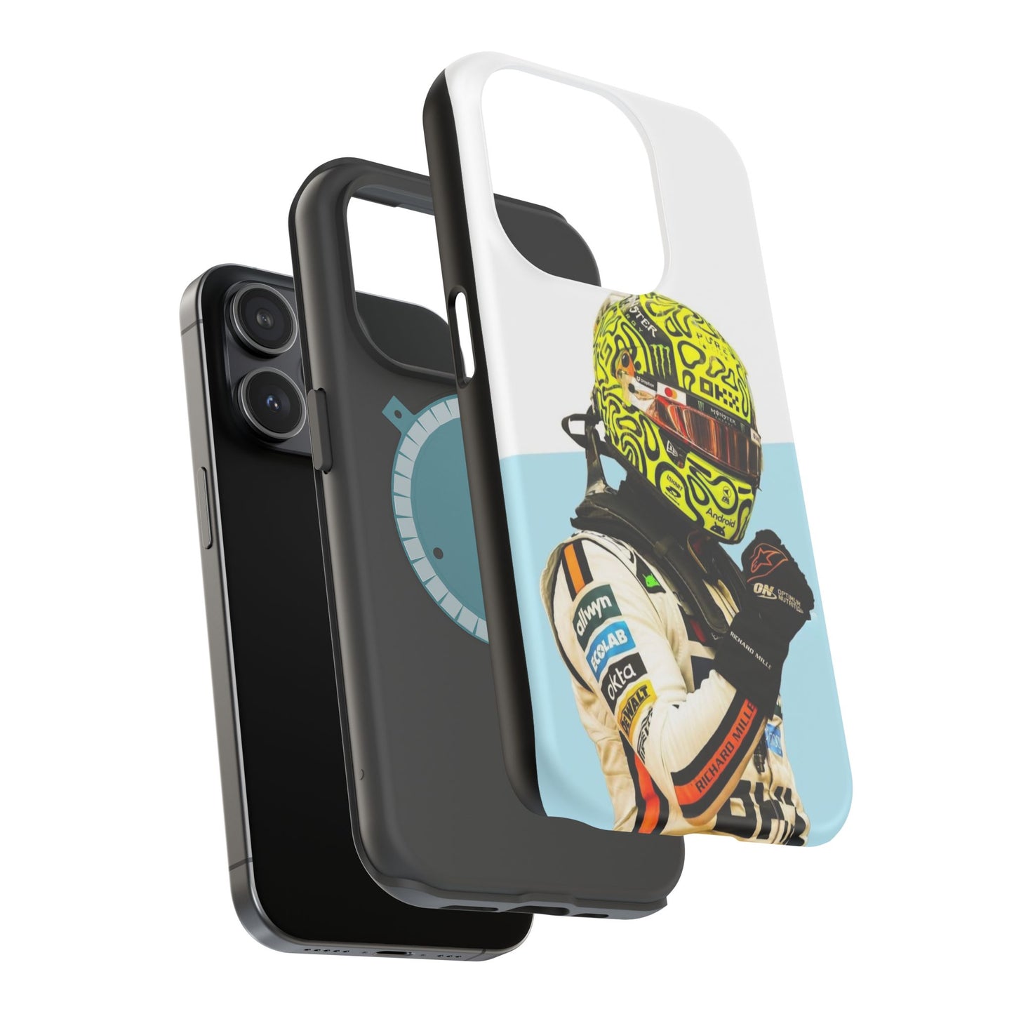 Lando Norris F1 Phone Case – White & Neon Helmet Edition