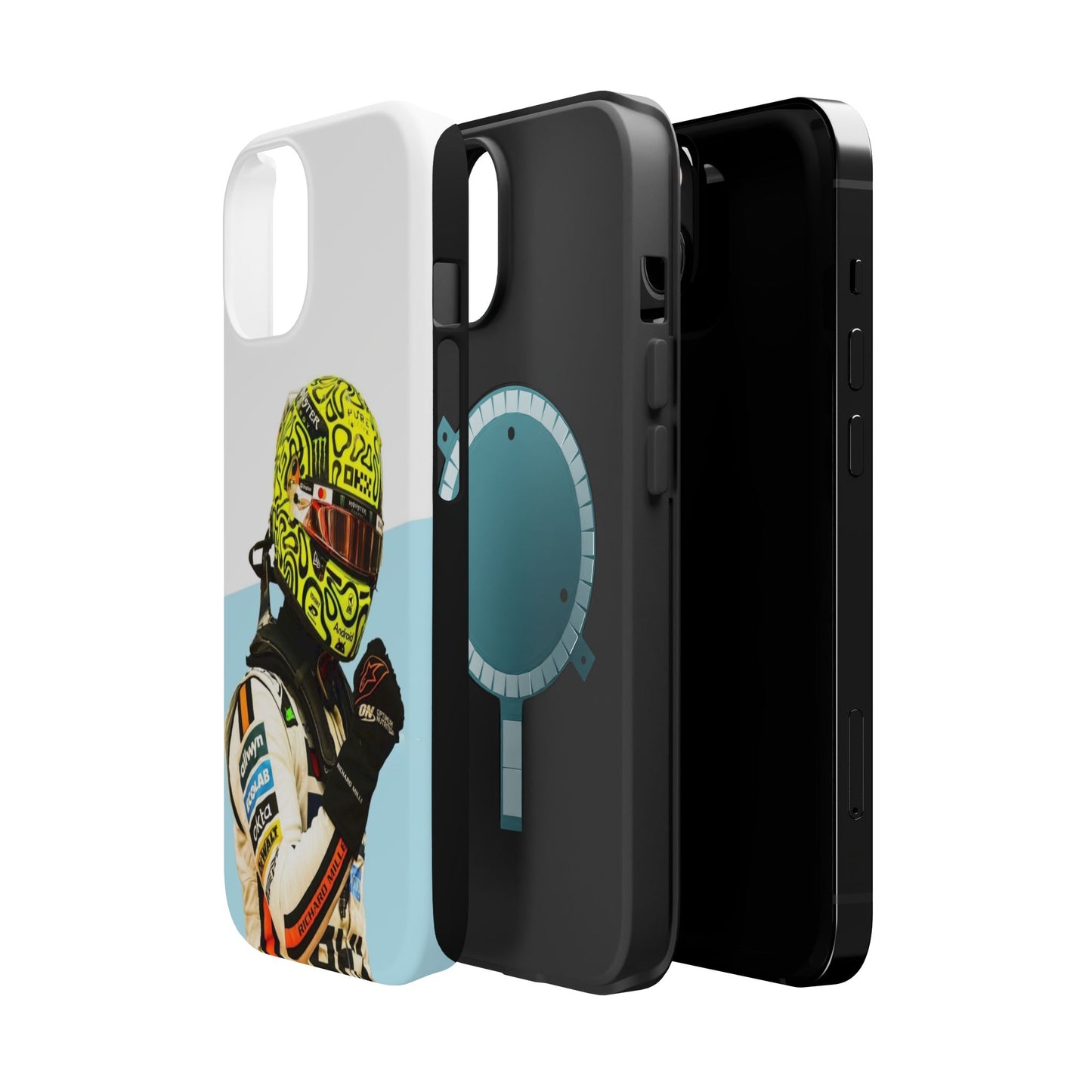Lando Norris F1 Phone Case – White & Neon Helmet Edition