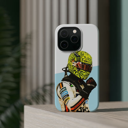 Lando Norris F1 Phone Case – White & Neon Helmet Edition