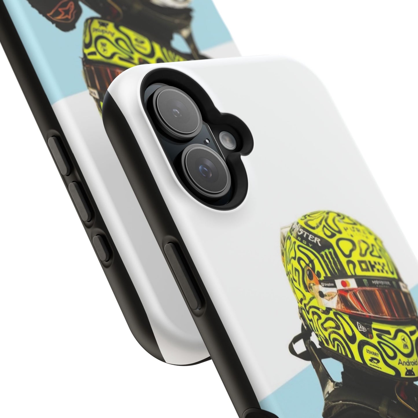 Lando Norris F1 Phone Case – White & Neon Helmet Edition
