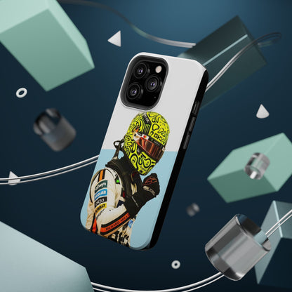 Lando Norris F1 Phone Case – White & Neon Helmet Edition