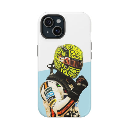 Lando Norris F1 Phone Case – White & Neon Helmet Edition