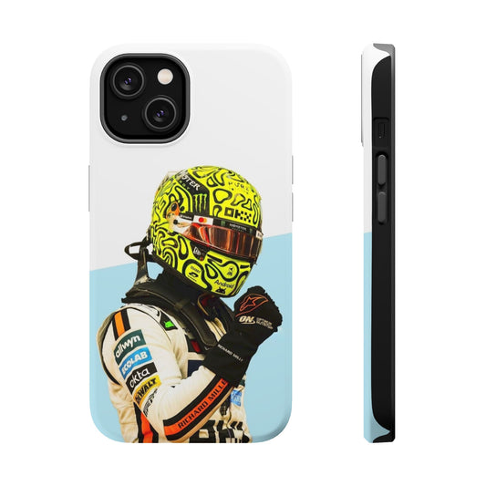 Lando Norris F1 Phone Case – White & Neon Helmet Edition