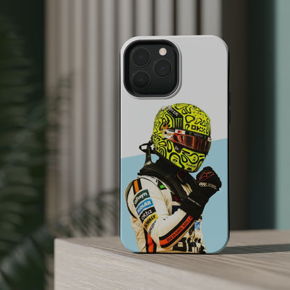 Lando Norris F1 Phone Case – White & Neon Helmet Edition